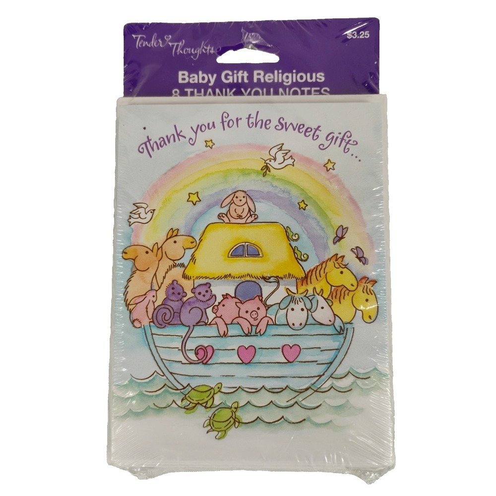 NIP Baby Shower Thank You Notes Cards + Envelopes Noah's Ark by Tender Thoughts